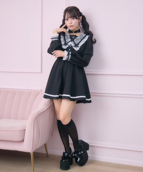 ROJITA(ロジータ)の「レイヤード配色セーラーワンピース(ワンピース・レディース・チェック/ブラック/ピンク・FREE)」の10枚目の写真