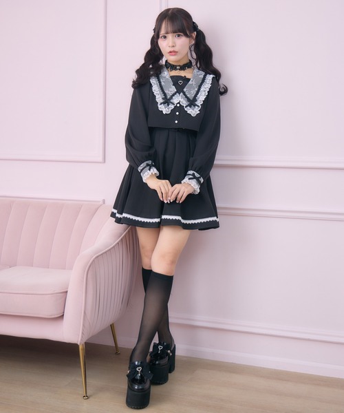 ROJITA(ロジータ)の「レイヤード配色セーラーワンピース(ワンピース・レディース・チェック/ブラック/ピンク・FREE)」の11枚目の写真