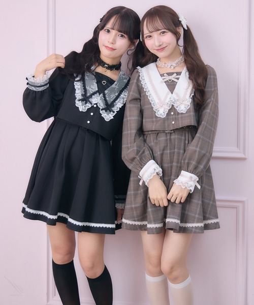 ROJITA(ロジータ)の「レイヤード配色セーラーワンピース(ワンピース・レディース・チェック/ブラック/ピンク・FREE)」の21枚目の写真