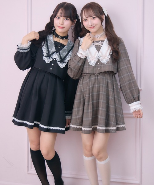 ROJITA(ロジータ)の「レイヤード配色セーラーワンピース(ワンピース・レディース・チェック/ブラック/ピンク・FREE)」の22枚目の写真