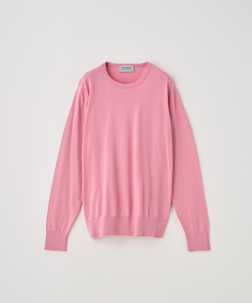 JOHN SMEDLEY(ジョンスメドレー)の「クルーネック長袖コットンニットプルオーバー(ニット/セーター・レディース・ピンク系1・S)」の1枚目の写真