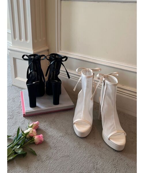 EATME（イートミー）の「BACKリボンシアーブーツサンダル（サンダル・レディース・ブラック/アイボリー・L/M/S）」の9枚目の写真