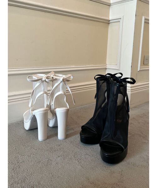 EATME（イートミー）の「BACKリボンシアーブーツサンダル（サンダル・レディース・ブラック/アイボリー・L/M/S）」の10枚目の写真