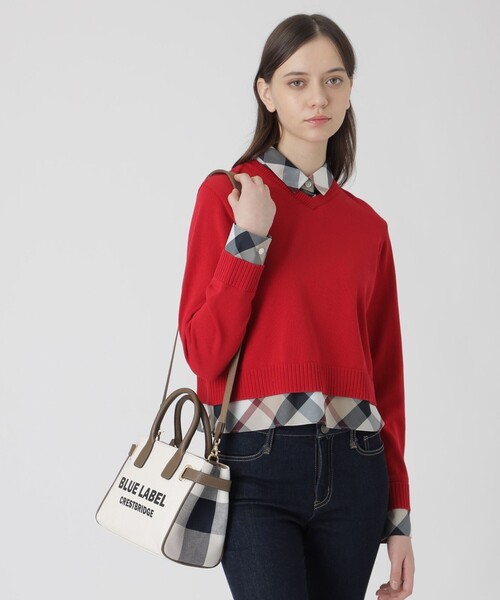 BLUE LABEL CRESTBRIDGE(ブルーレーベルクレストブリッジ)の「ロゴプリントハトメミドルトート(ハンドバッグ・レディース・オフホワイト/ブラック・FREE)」の10枚目の写真