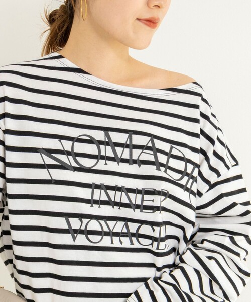NOLLEY’S(ノーリーズ)の「【WEB限定】ウォッシャブルボーダープリントロンTee(Tシャツ/カットソー・レディース・グリーン系その他3/ブルー系その他7/ホワイト系その他4・FREE)」の2枚目の写真