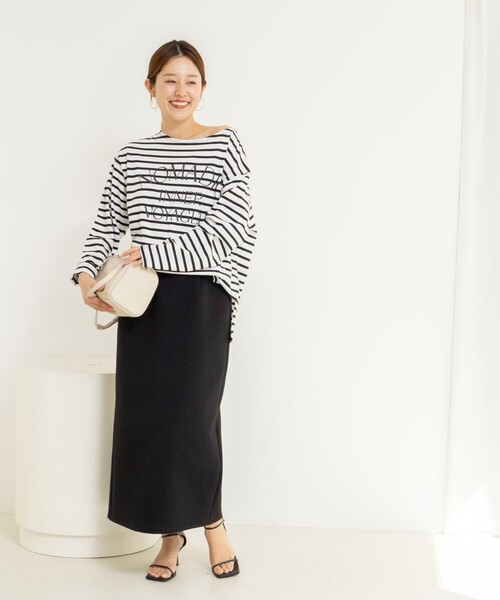 NOLLEY’S(ノーリーズ)の「【WEB限定】ウォッシャブルボーダープリントロンTee(Tシャツ/カットソー・レディース・グリーン系その他3/ブルー系その他7/ホワイト系その他4・FREE)」の8枚目の写真