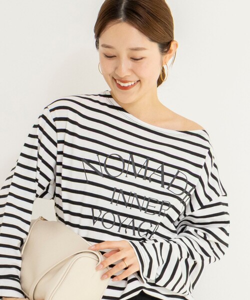 NOLLEY’S(ノーリーズ)の「【WEB限定】ウォッシャブルボーダープリントロンTee(Tシャツ/カットソー・レディース・グリーン系その他3/ブルー系その他7/ホワイト系その他4・FREE)」の9枚目の写真