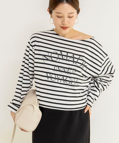 NOLLEY’S(ノーリーズ)の「【WEB限定】ウォッシャブルボーダープリントロンTee(Tシャツ/カットソー・レディース・グリーン系その他3/ブルー系その他7/ホワイト系その他4・FREE)」の11枚目の写真