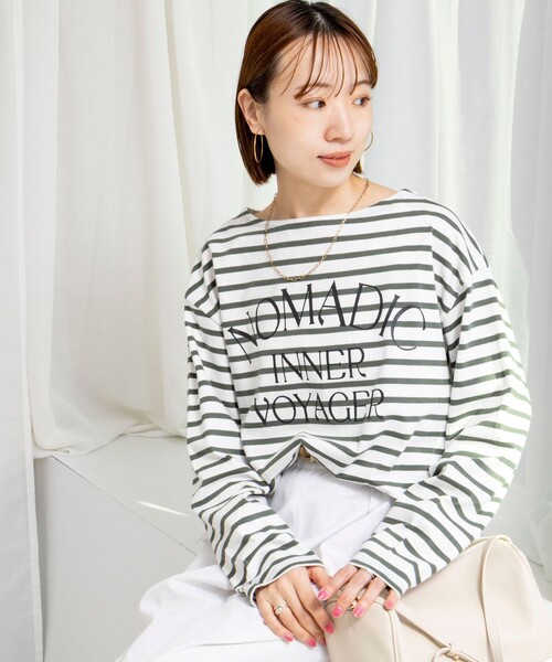 NOLLEY’S(ノーリーズ)の「【WEB限定】ウォッシャブルボーダープリントロンTee(Tシャツ/カットソー・レディース・グリーン系その他3/ブルー系その他7/ホワイト系その他4・FREE)」の16枚目の写真