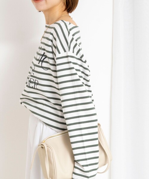 NOLLEY’S(ノーリーズ)の「【WEB限定】ウォッシャブルボーダープリントロンTee(Tシャツ/カットソー・レディース・グリーン系その他3/ブルー系その他7/ホワイト系その他4・FREE)」の18枚目の写真