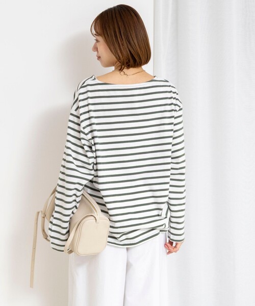 NOLLEY’S(ノーリーズ)の「【WEB限定】ウォッシャブルボーダープリントロンTee(Tシャツ/カットソー・レディース・グリーン系その他3/ブルー系その他7/ホワイト系その他4・FREE)」の19枚目の写真