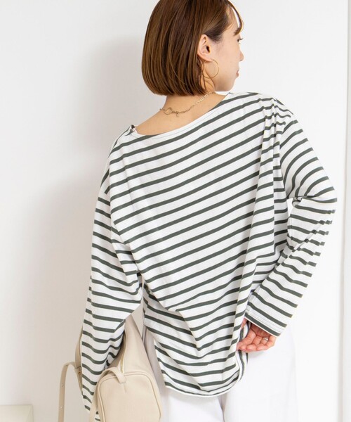 NOLLEY’S(ノーリーズ)の「【WEB限定】ウォッシャブルボーダープリントロンTee(Tシャツ/カットソー・レディース・グリーン系その他3/ブルー系その他7/ホワイト系その他4・FREE)」の20枚目の写真