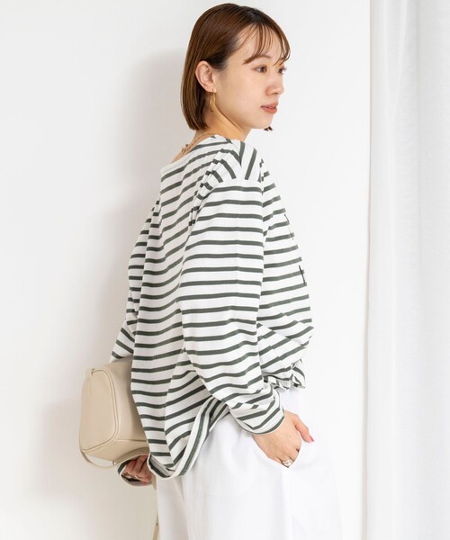 NOLLEY’S(ノーリーズ)の「【WEB限定】ウォッシャブルボーダープリントロンTee(Tシャツ/カットソー・レディース・グリーン系その他3/ブルー系その他7/ホワイト系その他4・FREE)」の21枚目の写真