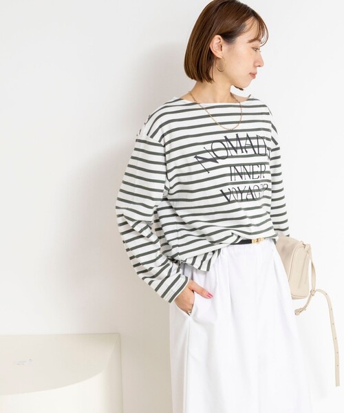 NOLLEY’S(ノーリーズ)の「【WEB限定】ウォッシャブルボーダープリントロンTee(Tシャツ/カットソー・レディース・グリーン系その他3/ブルー系その他7/ホワイト系その他4・FREE)」の22枚目の写真