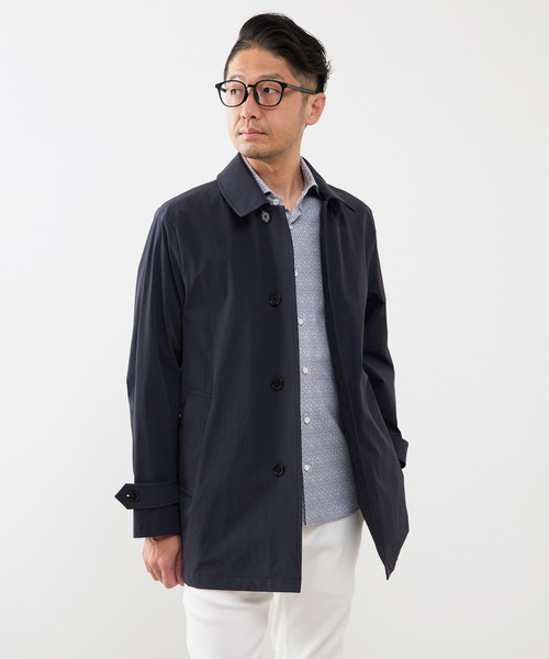 MEN'S MELROSE(メンズメルローズ)の「《WEB限定》4WAYクロスバルカラーコート | 軽量 / 撥水 / ストレッチ / 防シワ(ステンカラーコート・メンズ・ベージュ/ネイビー・3/4/5)」の2枚目の写真