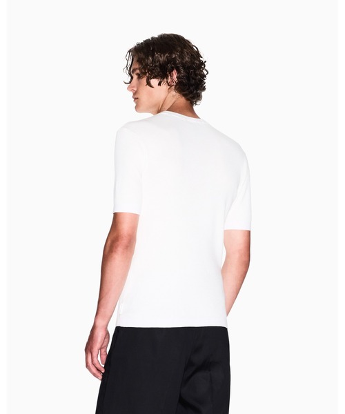 ARMANI EXCHANGE(アルマーニエクスチェンジ)の「【A|X アルマーニ エクスチェンジ】コットンリブ 半袖ニットトップ(ニット/セーター・メンズ・ホワイト/ブルー/ブラック・MEDIUM/X-LARGE/X-SMALL/SMALL/LARGE)」の4枚目の写真