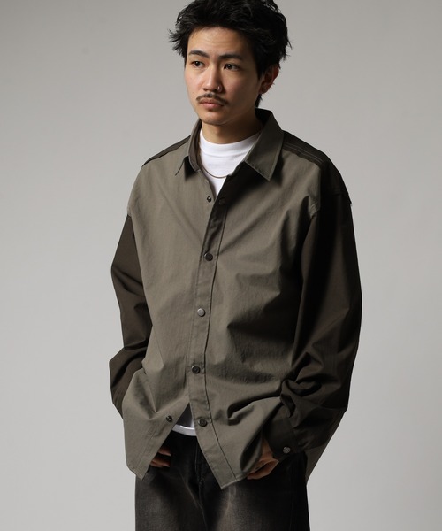 セール】ABETTOR 袖バイカラー仕様キレイ目ストレッチLSシャツ（シャツ