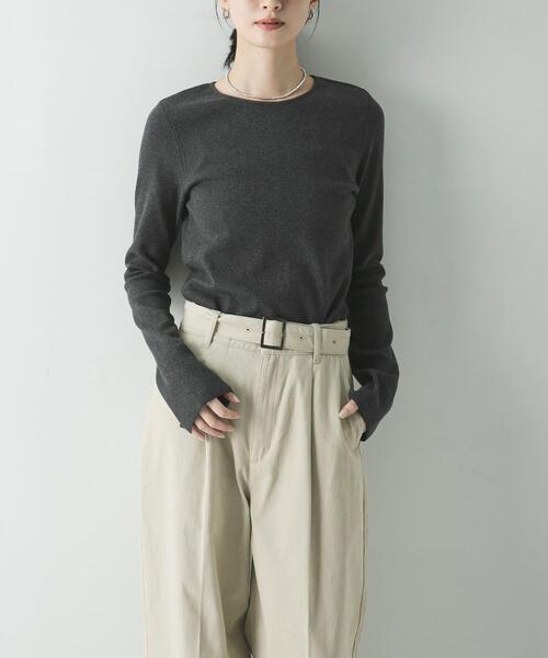 URBAN RESEARCH（アーバンリサーチ）の「ストレッチリブカットソー（Tシャツ/カットソー・レディース・ピンク/オフホワイト/チャコールグレー・FREE）」の3枚目の写真