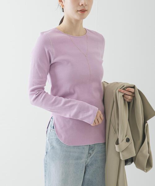 URBAN RESEARCH（アーバンリサーチ）の「ストレッチリブカットソー（Tシャツ/カットソー・レディース・ピンク/オフホワイト/チャコールグレー・FREE）」の4枚目の写真