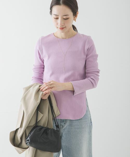 URBAN RESEARCH（アーバンリサーチ）の「ストレッチリブカットソー（Tシャツ/カットソー・レディース・ピンク/オフホワイト/チャコールグレー・FREE）」の6枚目の写真