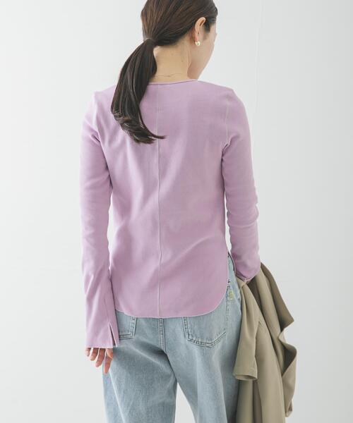 URBAN RESEARCH（アーバンリサーチ）の「ストレッチリブカットソー（Tシャツ/カットソー・レディース・ピンク/オフホワイト/チャコールグレー・FREE）」の7枚目の写真