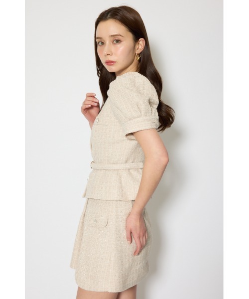 rienda（リエンダ）の「【森香澄さん着用】ノーカラーツイードペプラムジャケット 春服（ノーカラージャケット・レディース・マルチ/ベージュ/ピンク・SMALL/MEDIUM）」の11枚目の写真