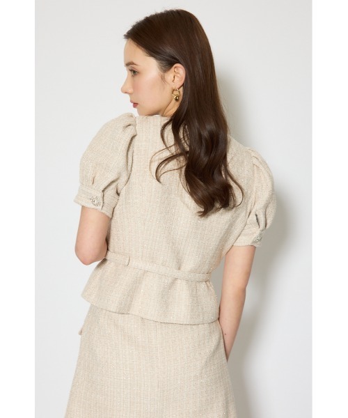 rienda（リエンダ）の「【森香澄さん着用】ノーカラーツイードペプラムジャケット 春服（ノーカラージャケット・レディース・マルチ/ベージュ/ピンク・SMALL/MEDIUM）」の12枚目の写真