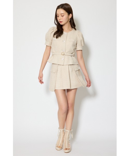 rienda（リエンダ）の「【森香澄さん着用】ノーカラーツイードペプラムジャケット 春服（ノーカラージャケット・レディース・マルチ/ベージュ/ピンク・SMALL/MEDIUM）」の13枚目の写真