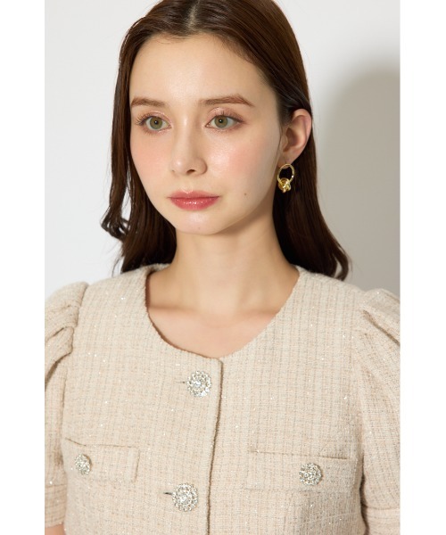 rienda（リエンダ）の「【森香澄さん着用】ノーカラーツイードペプラムジャケット 春服（ノーカラージャケット・レディース・マルチ/ベージュ/ピンク・SMALL/MEDIUM）」の18枚目の写真