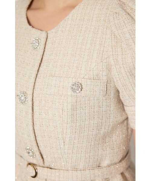 rienda（リエンダ）の「【森香澄さん着用】ノーカラーツイードペプラムジャケット 春服（ノーカラージャケット・レディース・マルチ/ベージュ/ピンク・SMALL/MEDIUM）」の19枚目の写真