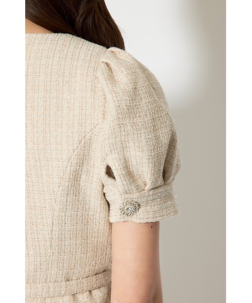 rienda（リエンダ）の「【森香澄さん着用】ノーカラーツイードペプラムジャケット 春服（ノーカラージャケット・レディース・マルチ/ベージュ/ピンク・SMALL/MEDIUM）」の20枚目の写真