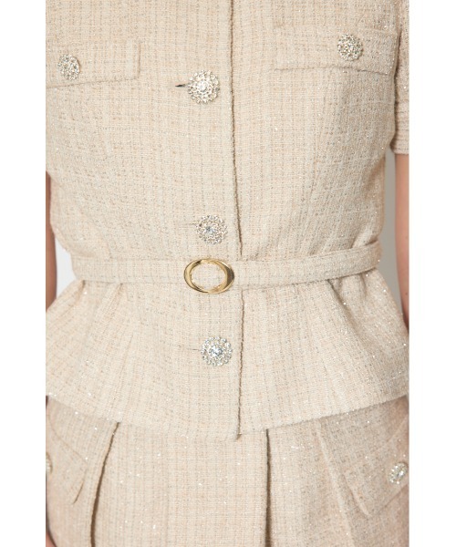 rienda（リエンダ）の「【森香澄さん着用】ノーカラーツイードペプラムジャケット 春服（ノーカラージャケット・レディース・マルチ/ベージュ/ピンク・SMALL/MEDIUM）」の21枚目の写真