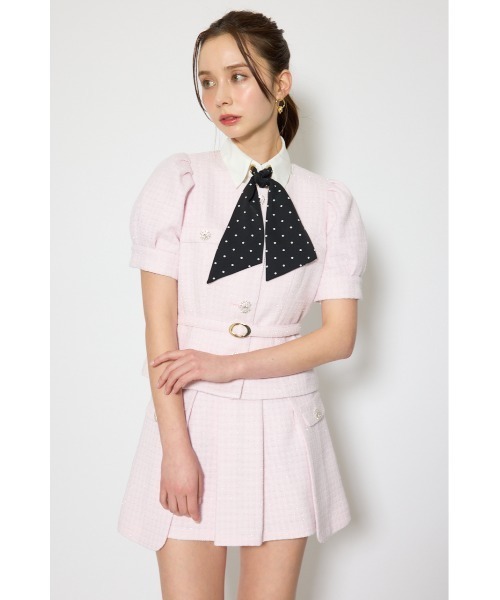 rienda（リエンダ）の「【森香澄さん着用】ノーカラーツイードペプラムジャケット 春服（ノーカラージャケット・レディース・マルチ/ベージュ/ピンク・SMALL/MEDIUM）」の22枚目の写真