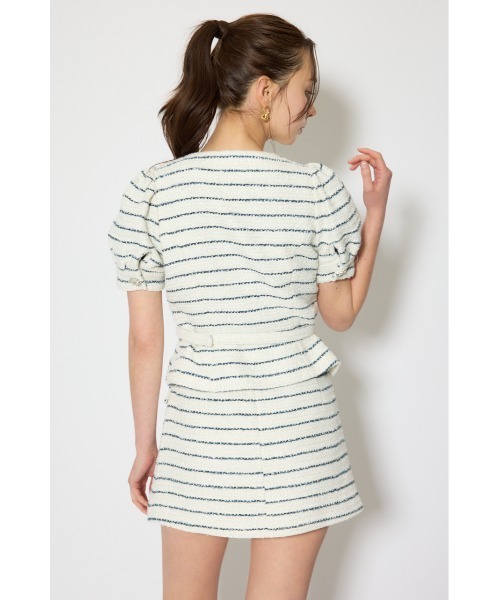 rienda（リエンダ）の「【森香澄さん着用】ノーカラーツイードペプラムジャケット 春服（ノーカラージャケット・レディース・マルチ/ベージュ/ピンク・SMALL/MEDIUM）」の4枚目の写真