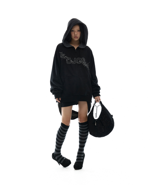 Hotfix Logo Hoodie Zip-up / Black（パーカー）｜OJOS（オホス）の