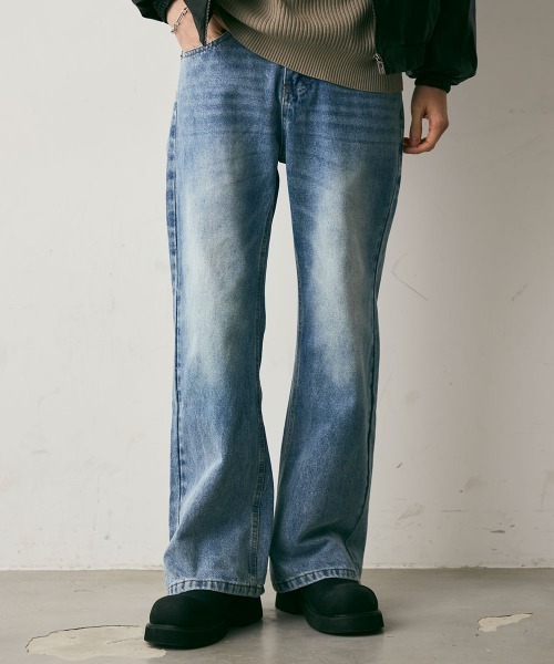 Shoowtime(ショウタイム)の「Vintage Like Straight Denim Pants / ビンテージライクストレートデニムパンツ(デニムパンツ・メンズ・ライトブルー/グレー/ブルー・MEDIUM/LARGE/X-LARGE)」の1枚目の写真