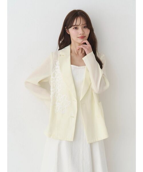 MERCURYDUO（マーキュリーデュオ）の「フラワーエンブロイダリーシアージャケット（テーラードジャケット・レディース・イエロー/グレー・FREE）」の18枚目の写真
