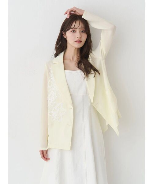 MERCURYDUO（マーキュリーデュオ）の「フラワーエンブロイダリーシアージャケット（テーラードジャケット・レディース・イエロー/グレー・FREE）」の19枚目の写真