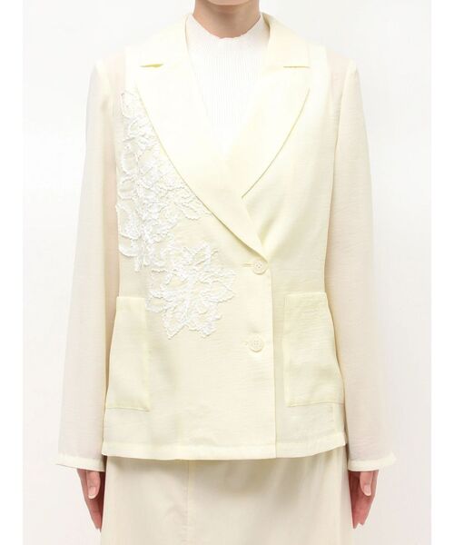 MERCURYDUO（マーキュリーデュオ）の「フラワーエンブロイダリーシアージャケット（テーラードジャケット・レディース・イエロー/グレー・FREE）」の6枚目の写真