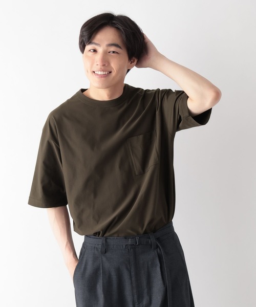 GLOBAL WORK(グローバルワーク)の「サラサラ快適DRYポケットTシャツ/636404(Tシャツ/カットソー・メンズ・ホワイト/アイボリー/オリーブ/ブラック/ブラウン・SMALL/X-LARGE/LARGE/MEDIUM)」の1枚目の写真