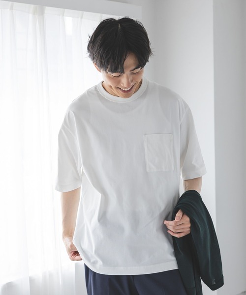 GLOBAL WORK(グローバルワーク)の「サラサラ快適DRYポケットTシャツ/636404(Tシャツ/カットソー・メンズ・ホワイト/アイボリー/オリーブ/ブラック/ブラウン・SMALL/X-LARGE/LARGE/MEDIUM)」の2枚目の写真