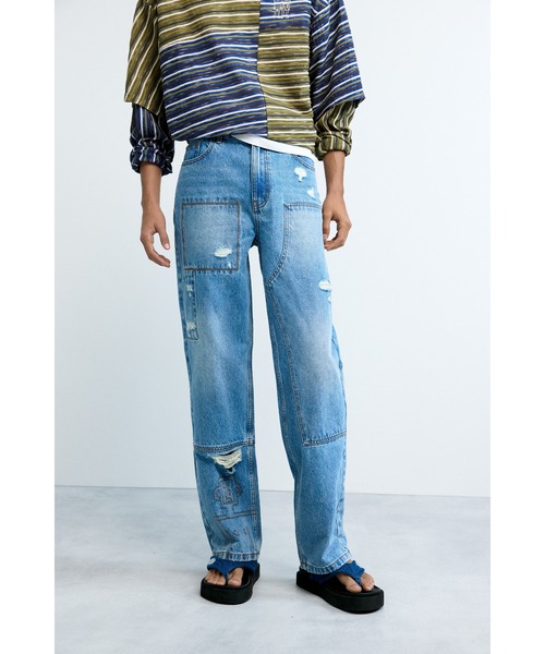 Desigual(デシグアル)の「ダメージ デニム パンツ / ストレートカット(デニムパンツ・メンズ・ブルー・S/M/XS/L/XXL)」の2枚目の写真