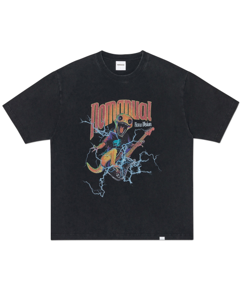 NOMANUAL(NOMANUAL)の「HEAVY METAL GECKO T-SHIRT - WASHED BLACK(Tシャツ/カットソー・レディース・その他・LARGE/SMALL/MEDIUM/X-LARGE)」の1枚目の写真