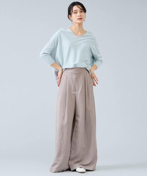 Liesse（リエス）の「【定番】Vネックドルマンニット（ニット/セーター・レディース・ネイビー/ブラウン/ライトブルー・FREE）」の22枚目の写真