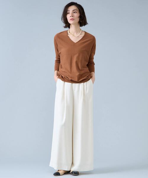 Liesse（リエス）の「【定番】Vネックドルマンニット（ニット/セーター・レディース・ネイビー/ブラウン/ライトブルー・FREE）」の11枚目の写真