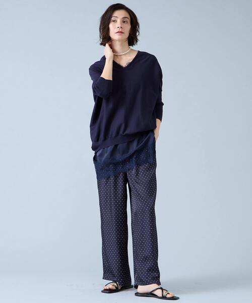 Liesse（リエス）の「【定番】Vネックドルマンニット（ニット/セーター・レディース・ネイビー/ブラウン/ライトブルー・FREE）」の9枚目の写真