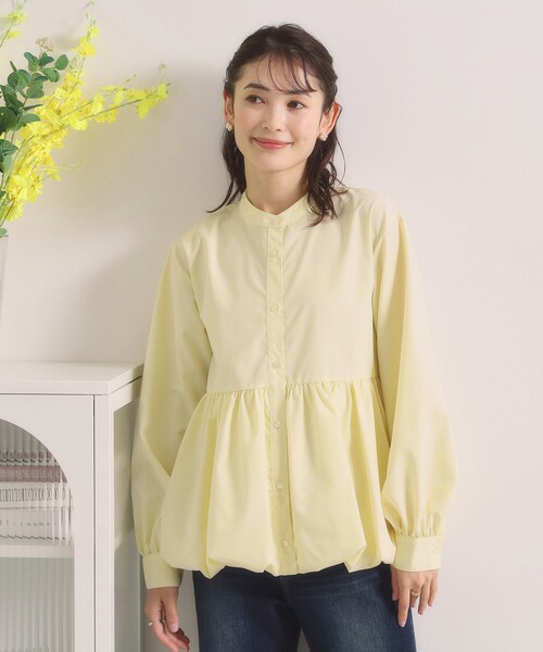 ITS'DEMO（イッツデモ）の「【洗濯機OK】バルーンヘムブラウス（シャツ/ブラウス・レディース・ライトイエロー系/オフホワイト/サックスブルー・00）」の3枚目の写真