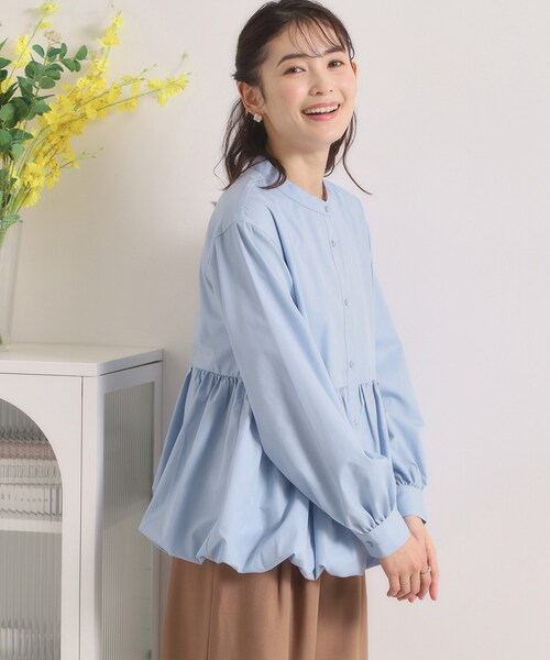 ITS'DEMO（イッツデモ）の「【洗濯機OK】バルーンヘムブラウス（シャツ/ブラウス・レディース・ライトイエロー系/オフホワイト/サックスブルー・00）」の2枚目の写真