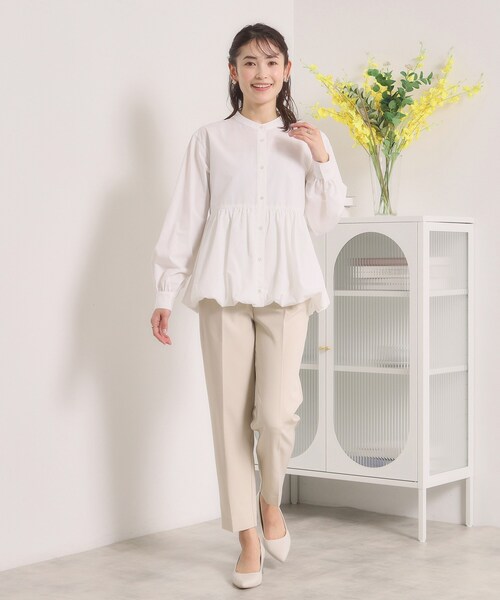 ITS'DEMO（イッツデモ）の「【洗濯機OK】バルーンヘムブラウス（シャツ/ブラウス・レディース・ライトイエロー系/オフホワイト/サックスブルー・00）」の5枚目の写真