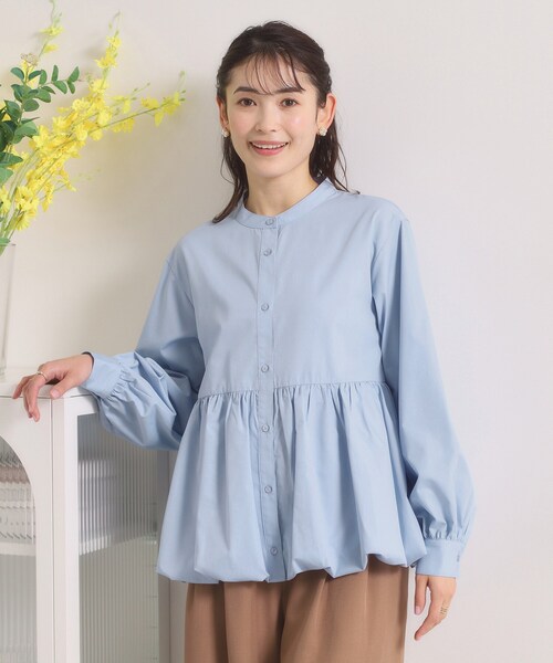 ITS'DEMO（イッツデモ）の「【洗濯機OK】バルーンヘムブラウス（シャツ/ブラウス・レディース・ライトイエロー系/オフホワイト/サックスブルー・00）」の8枚目の写真